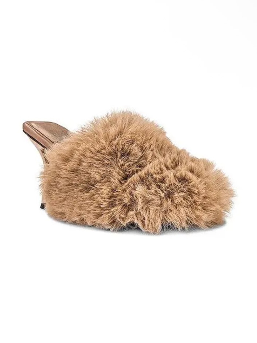 Jeffrey Campbell Binx-F Fur Fuzzy Slip on Mule Heels in Beige Tan Combo Size 8 - Picture 5 of 11